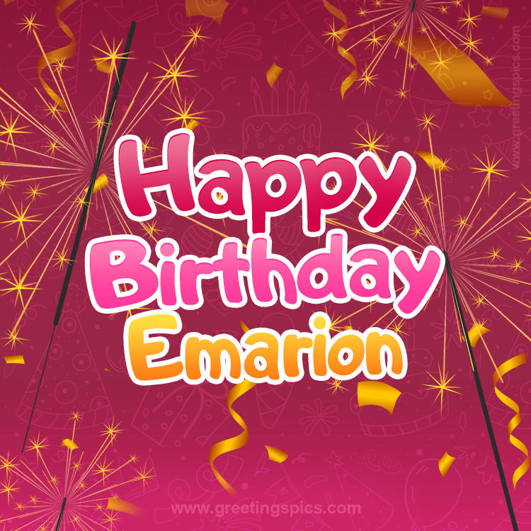 Happy Birthday Emarion Image with sparklers (square shape image)