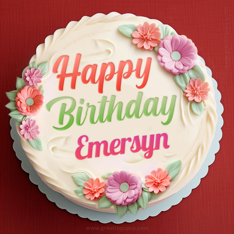 Happy Birthday Emersyn Cake Image With Name (square shape image)