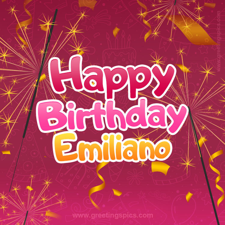 Happy Birthday Emiliano Image with sparklers (square shape image)