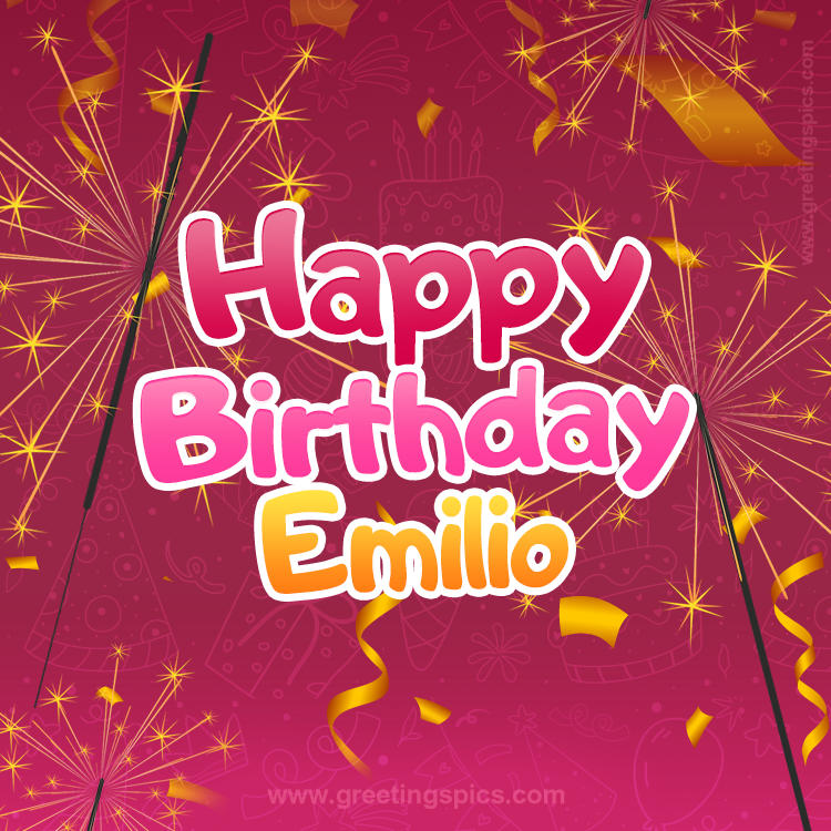 Happy Birthday Emilio Image with sparklers (square shape image)