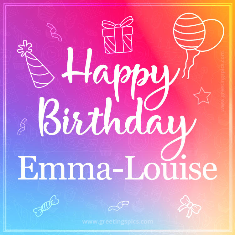 Colorful Happy Birthday Card For Emma-Louise (square shape image)