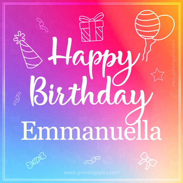 Colorful Happy Birthday Card For Emmanuella (square shape image)