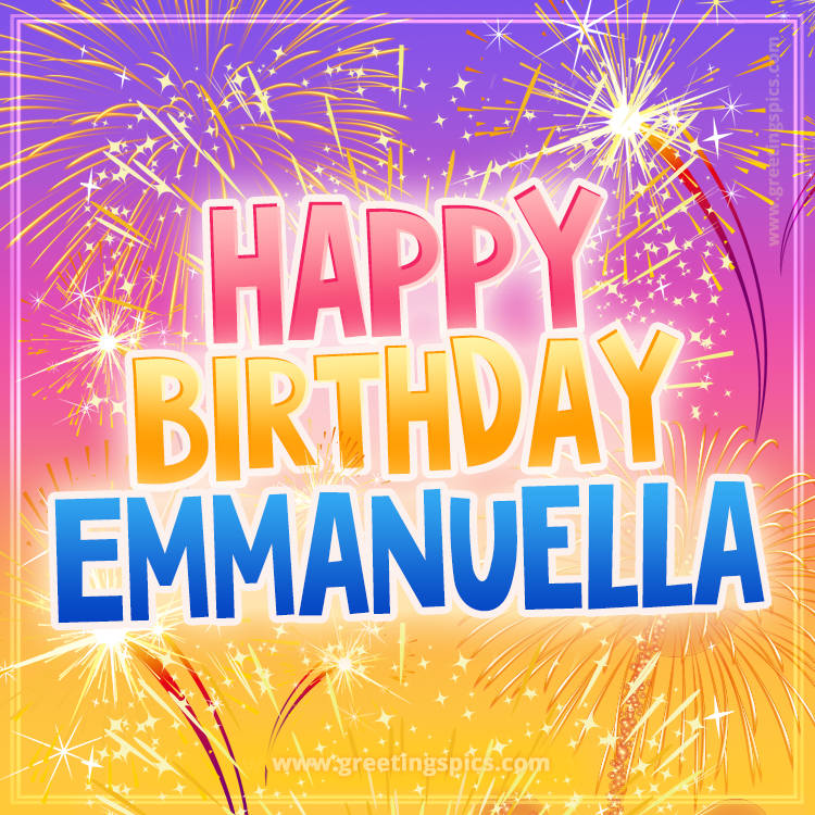 Happy Birthday Emmanuella Picture with fireworks (square shape image)