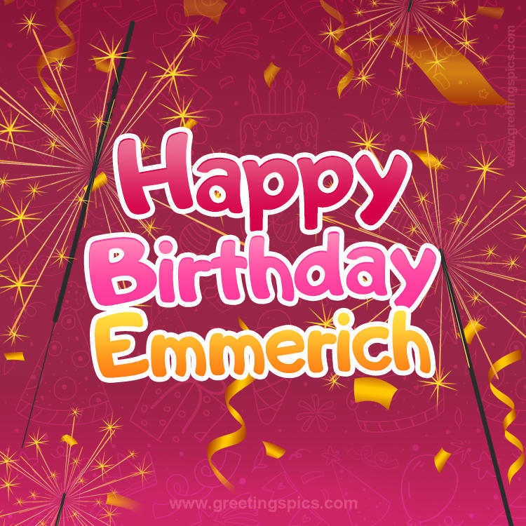 Happy Birthday Emmerich Image with sparklers (square shape image)