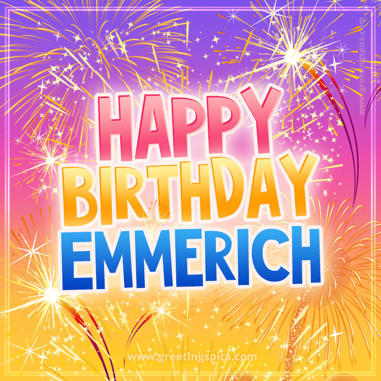 Happy Birthday Emmerich Picture with fireworks (square shape image)