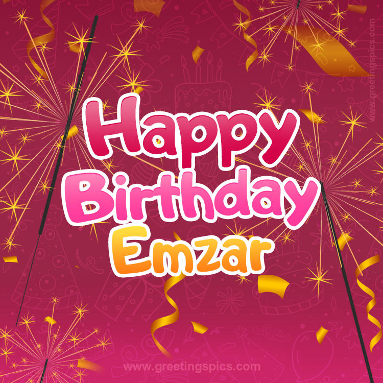 Happy Birthday Emzar Image with sparklers (square shape image)