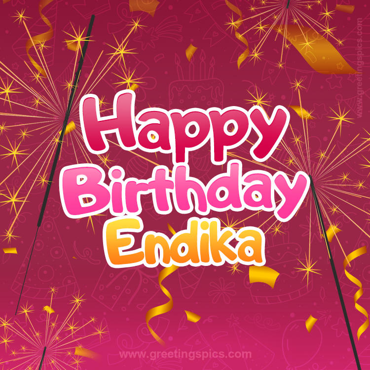 Happy Birthday Endika Image with sparklers (square shape image)