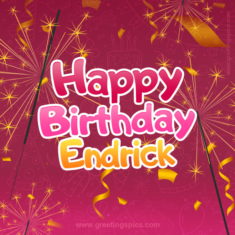 Happy Birthday Endrick Image with sparklers (square shape image)