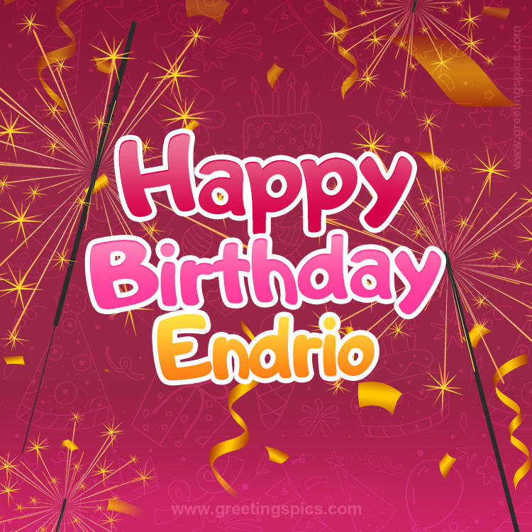 Happy Birthday Endrio Image with sparklers (square shape image)