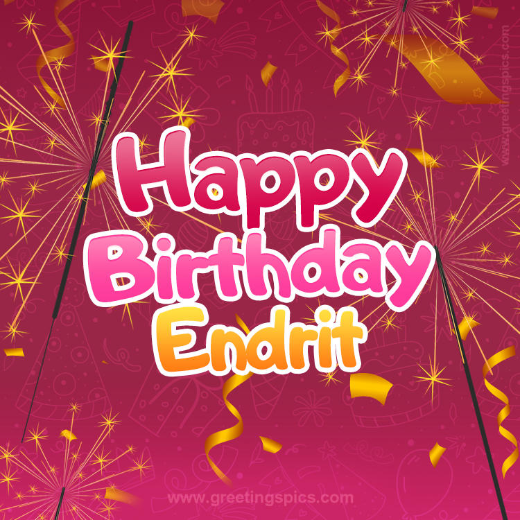 Happy Birthday Endrit Image with sparklers (square shape image)