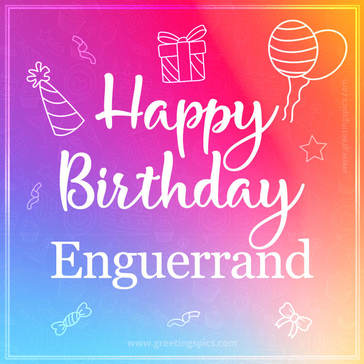 Colorful Happy Birthday Card For Enguerrand (square shape image)