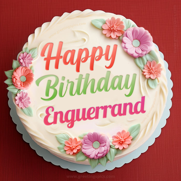 Happy Birthday Enguerrand Cake Image With Name (square shape image)