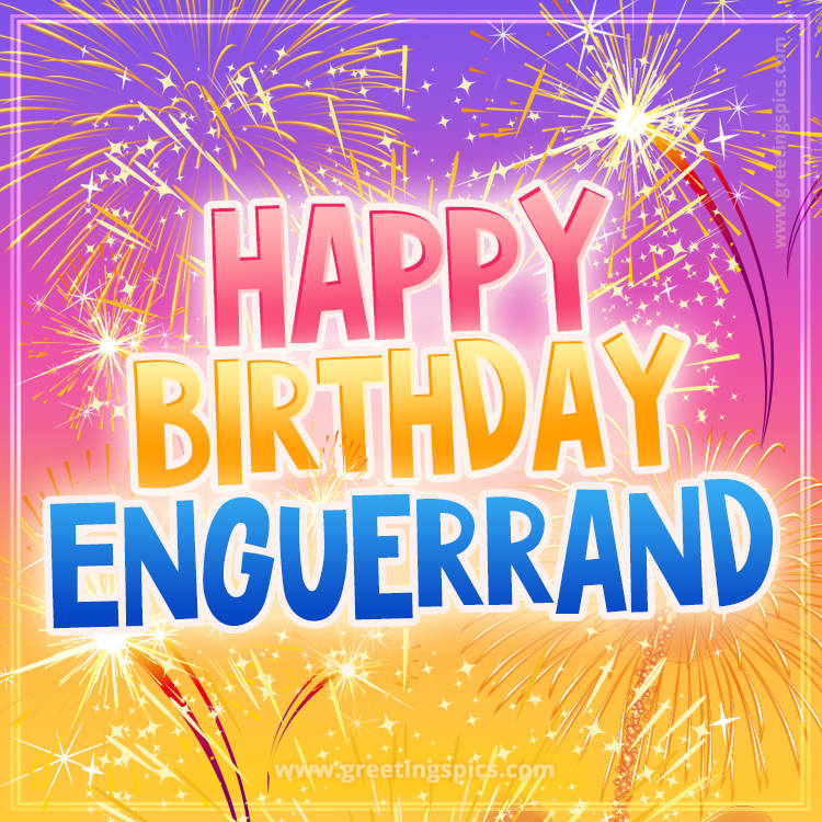 Happy Birthday Enguerrand Picture with fireworks (square shape image)