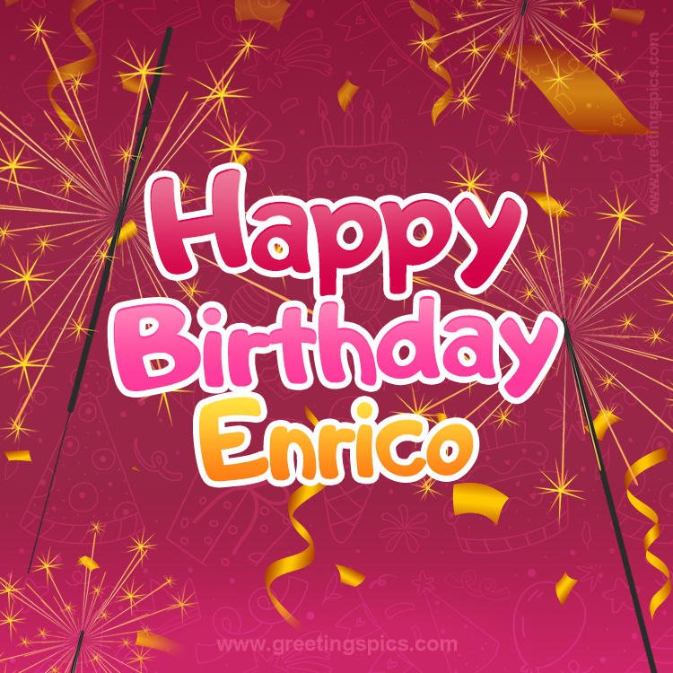 Happy Birthday Enrico Image with sparklers (square shape image)