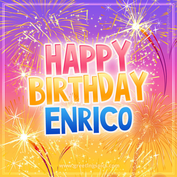 Happy Birthday Enrico Picture with fireworks (square shape image)