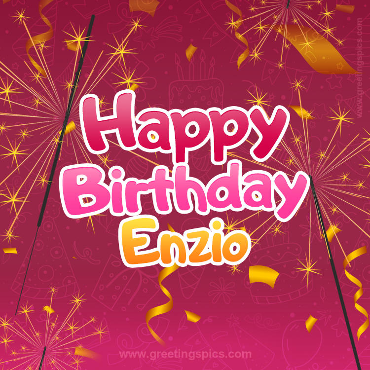 Happy Birthday Enzio Image with sparklers (square shape image)