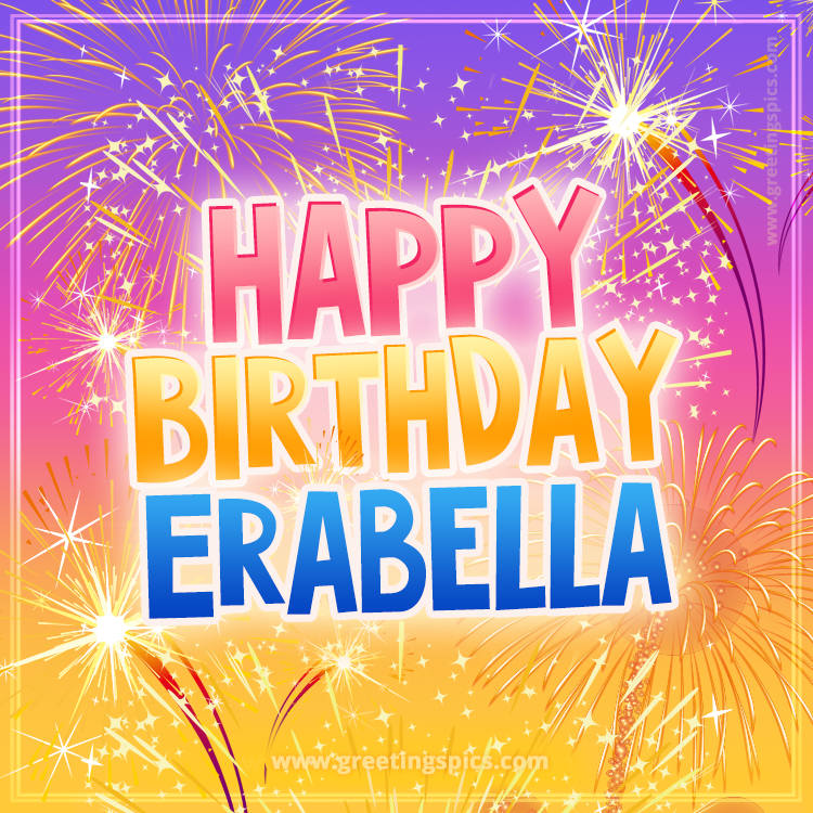 Happy Birthday Erabella Picture with fireworks (square shape image)