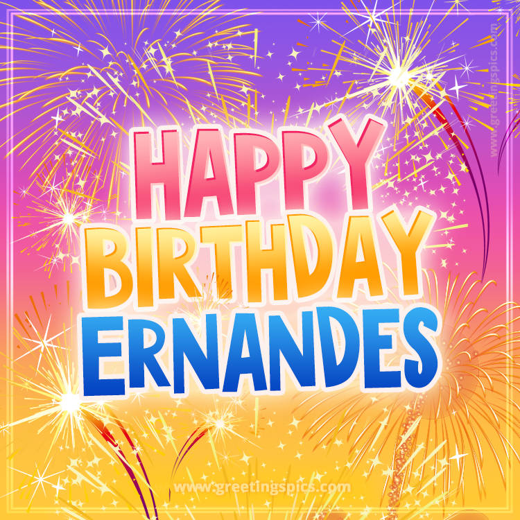 Happy Birthday Ernandes Picture with fireworks (square shape image)