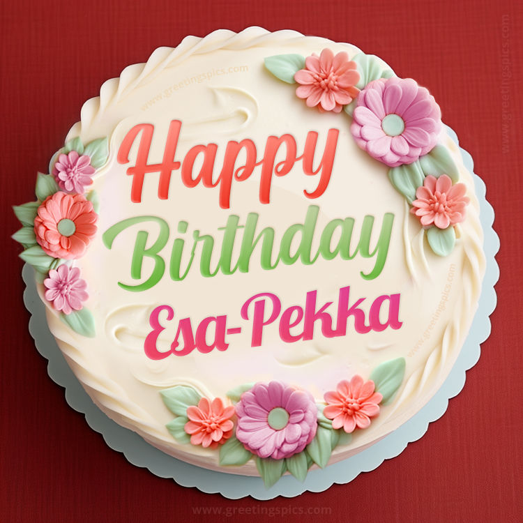 Happy Birthday Esa-Pekka Cake Image With Name (square shape image)