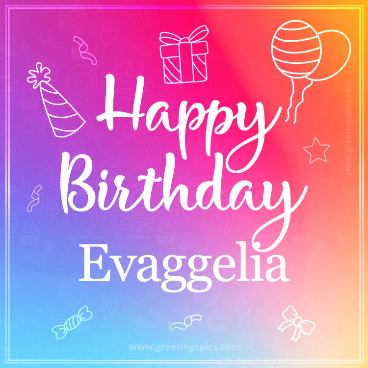 Colorful Happy Birthday Card For Evaggelia (square shape image)