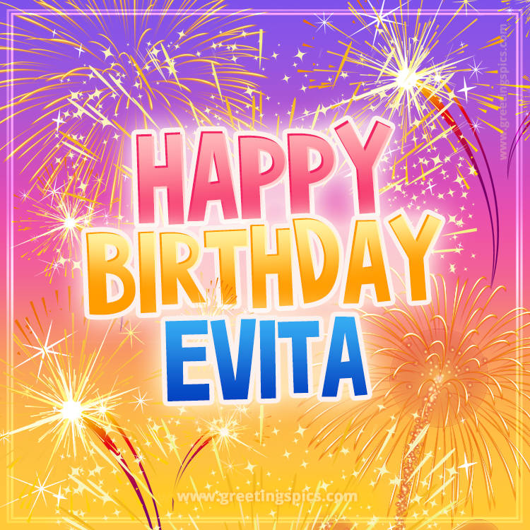 Happy Birthday Evita Picture with fireworks (square shape image)