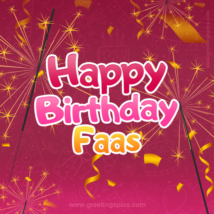 Happy Birthday Faas Image with sparklers (square shape image)