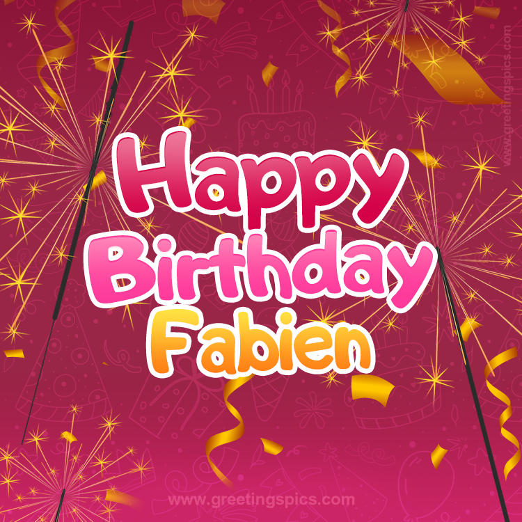 Happy Birthday Fabien Image with sparklers (square shape image)