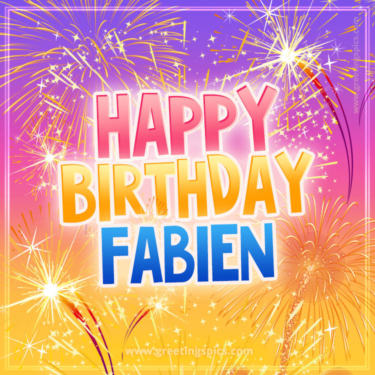 Happy Birthday Fabien Picture with fireworks (square shape image)