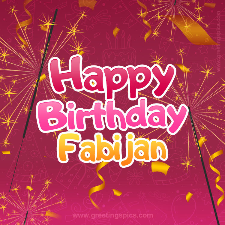 Happy Birthday Fabijan Image with sparklers (square shape image)