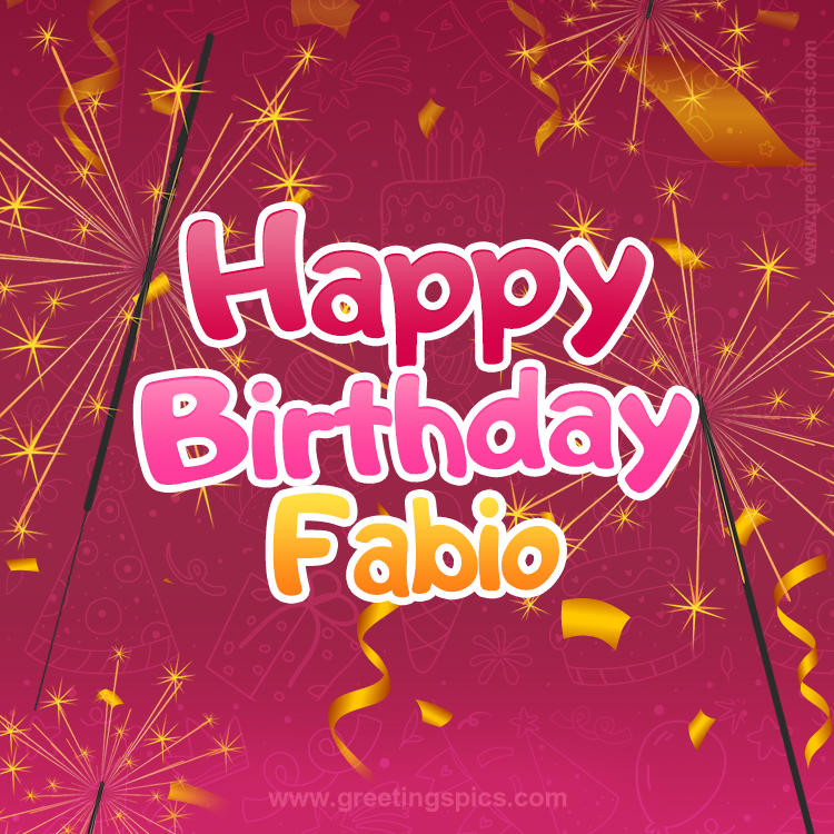 Happy Birthday Fabio Image with sparklers (square shape image)