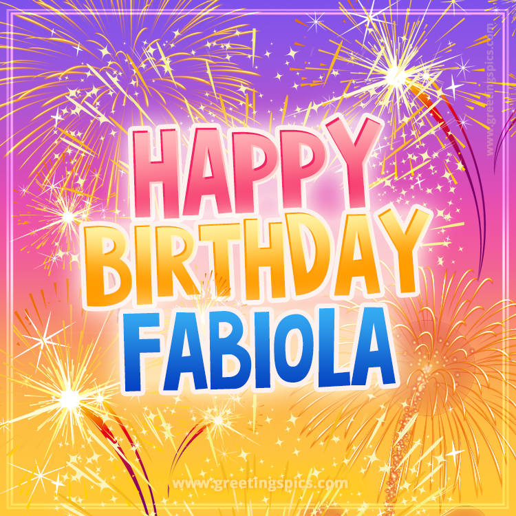 Happy Birthday Fabiola Picture with fireworks (square shape image)