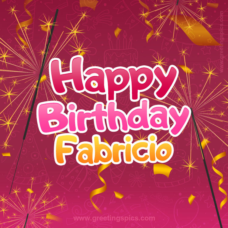 Happy Birthday Fabricio Image with sparklers (square shape image)