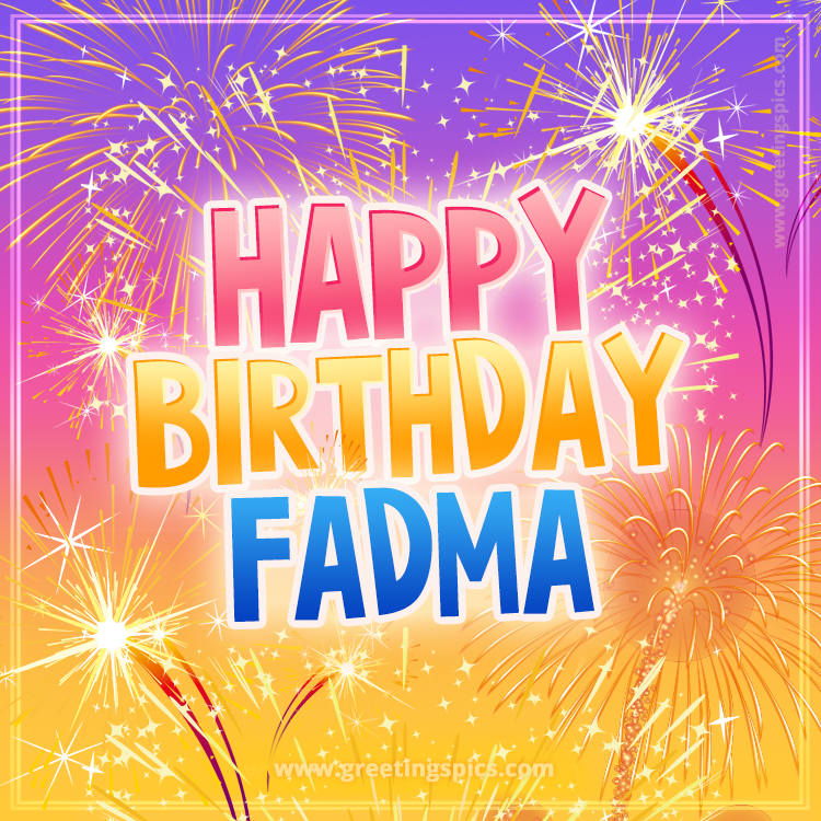 Happy Birthday Fadma Picture with fireworks (square shape image)