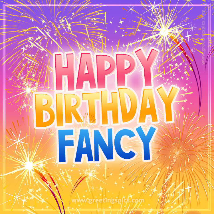 Happy Birthday Fancy Picture with fireworks (square shape image)