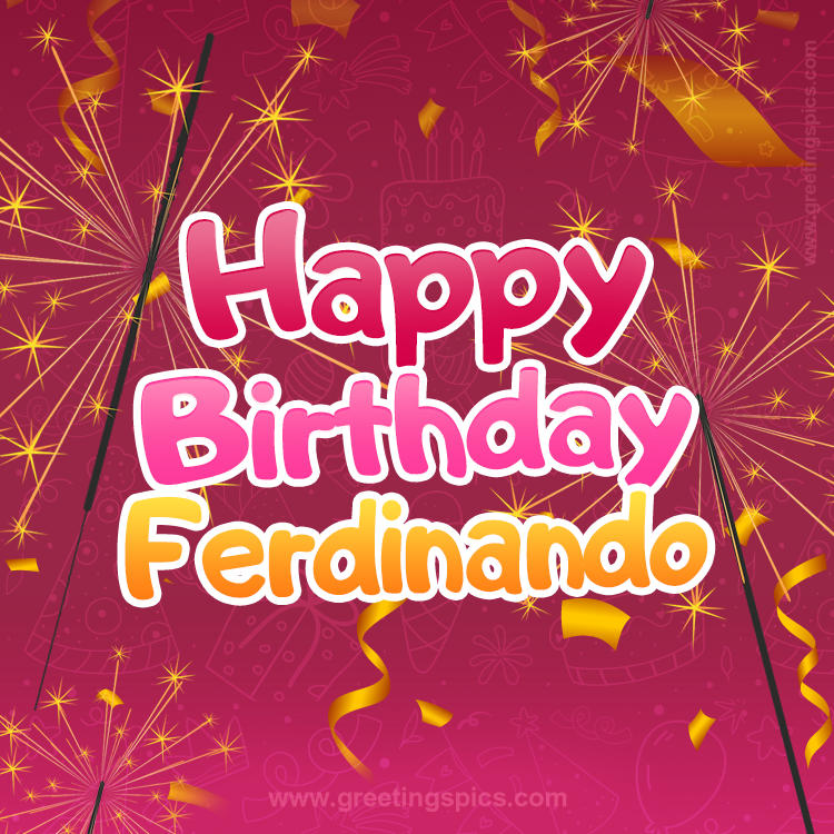 Happy Birthday Ferdinando Image with sparklers (square shape image)