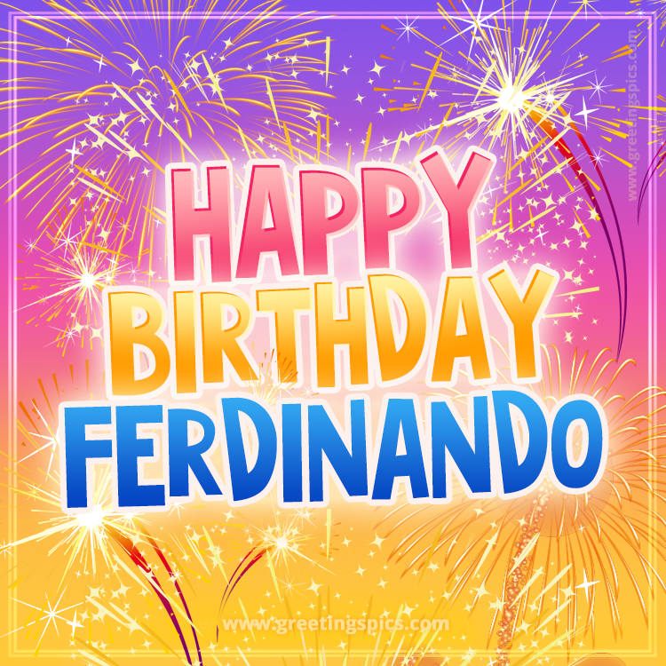 Happy Birthday Ferdinando Picture with fireworks (square shape image)