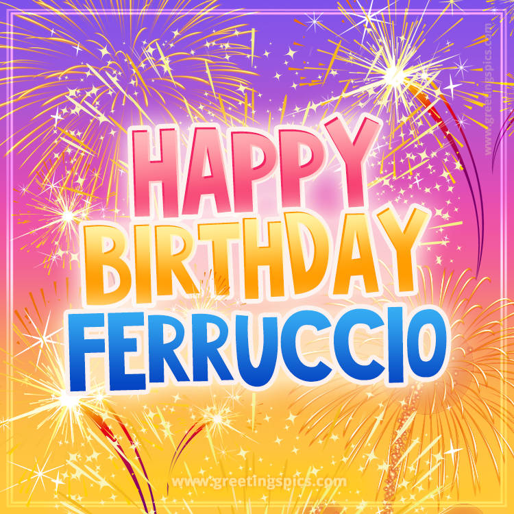 Happy Birthday Ferruccio Picture with fireworks (square shape image)
