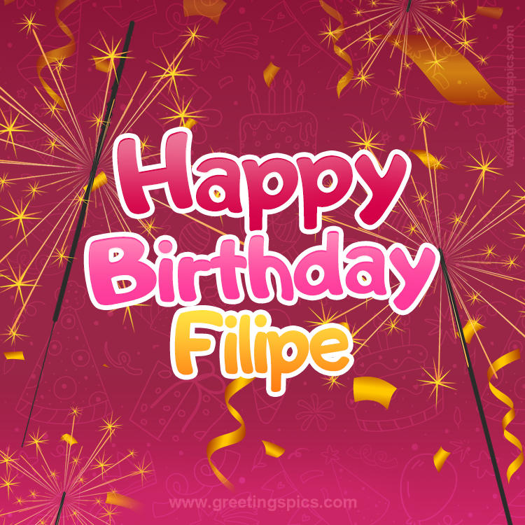 Happy Birthday Filipe Image with sparklers (square shape image)