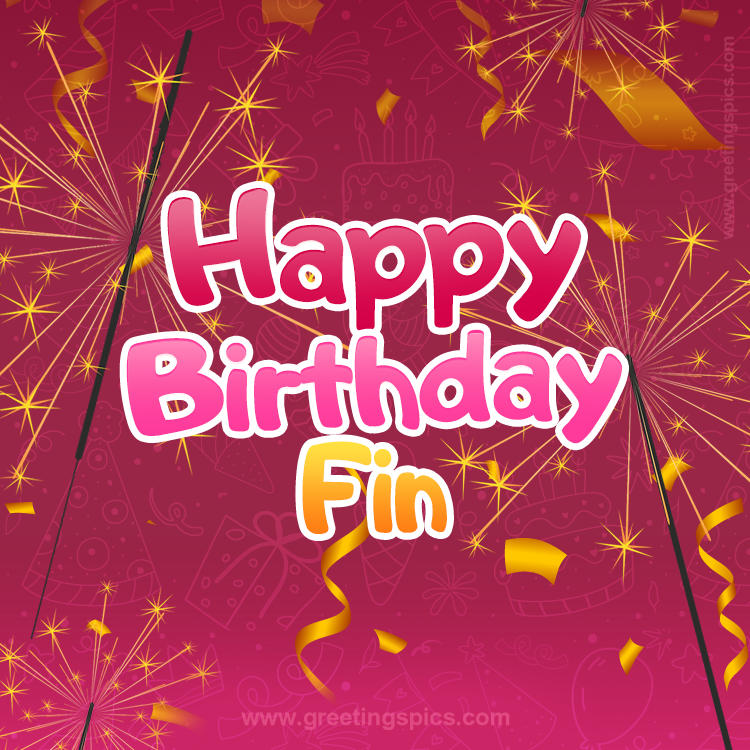 Happy Birthday Fin Image with sparklers (square shape image)