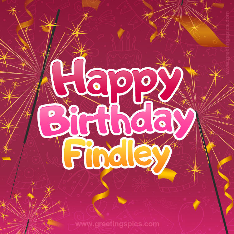 Happy Birthday Findley Image with sparklers (square shape image)