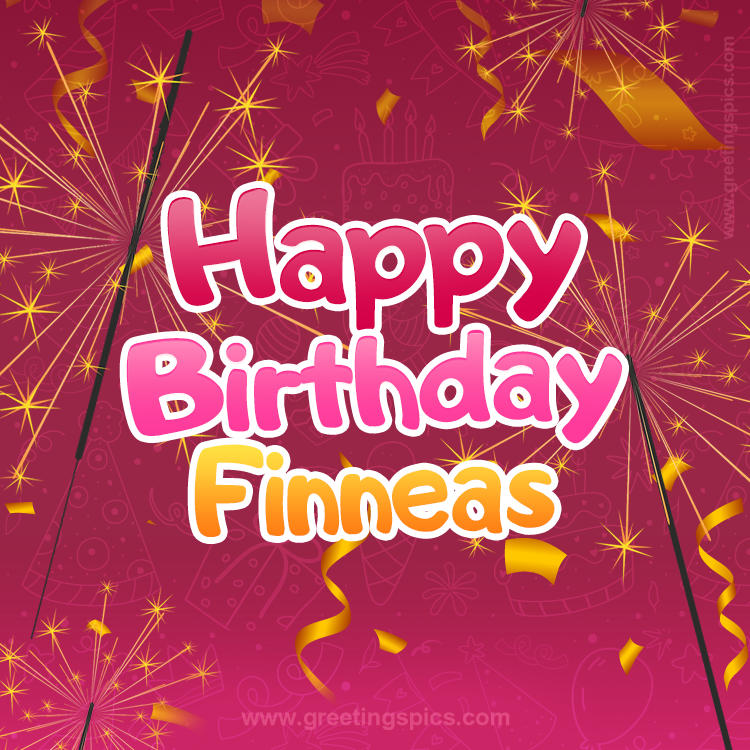 Happy Birthday Finneas Image with sparklers (square shape image)