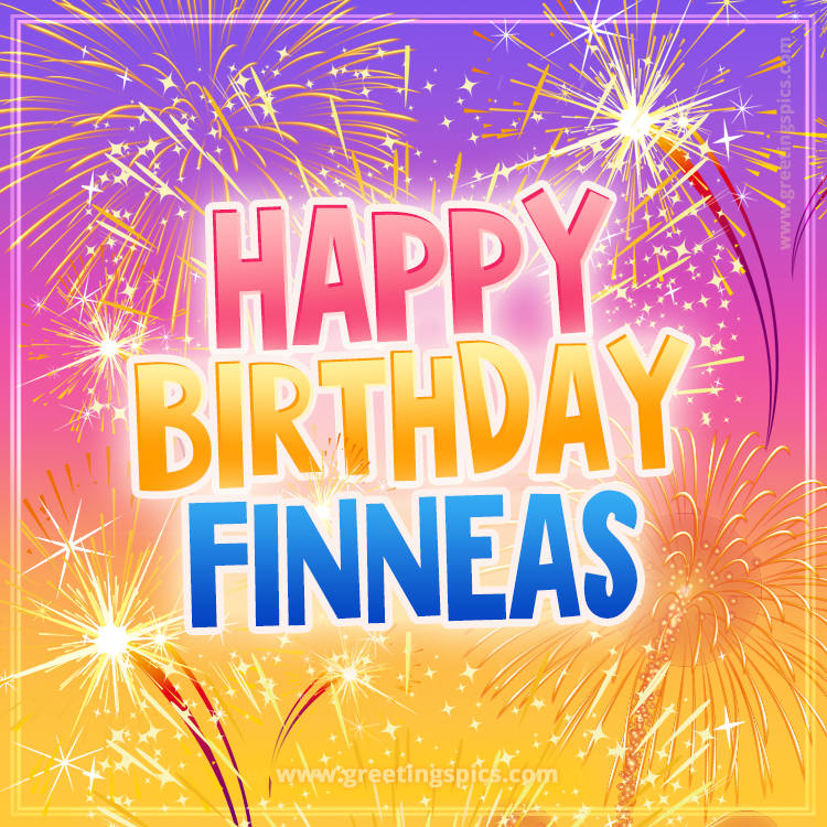 Happy Birthday Finneas Picture with fireworks (square shape image)