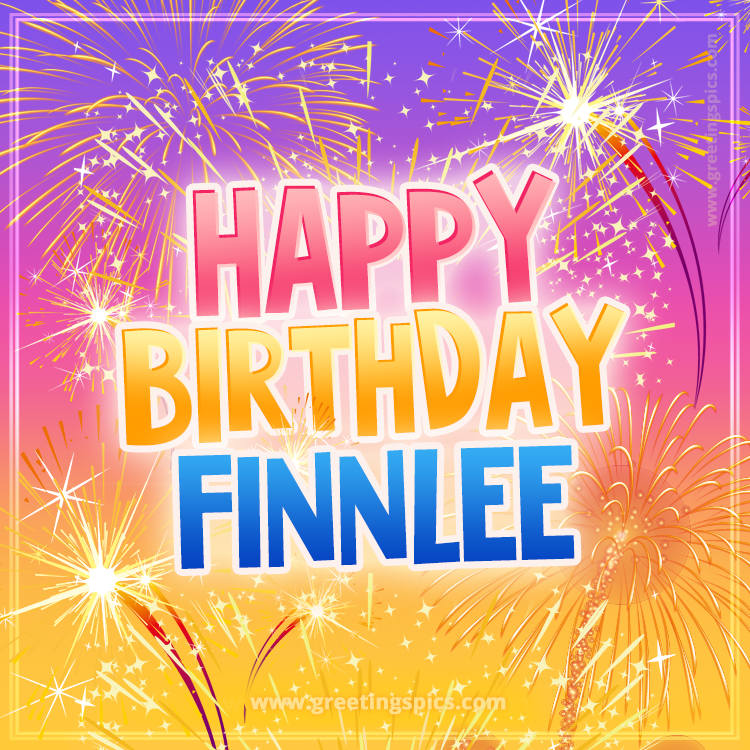 Happy Birthday Finnlee Picture with fireworks (square shape image)