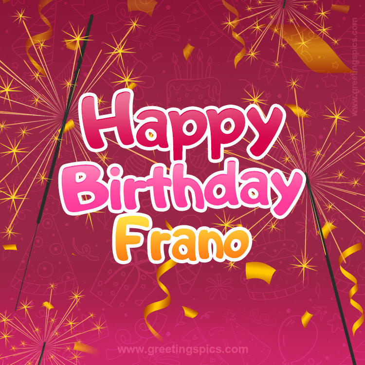 Happy Birthday Frano Image with sparklers (square shape image)