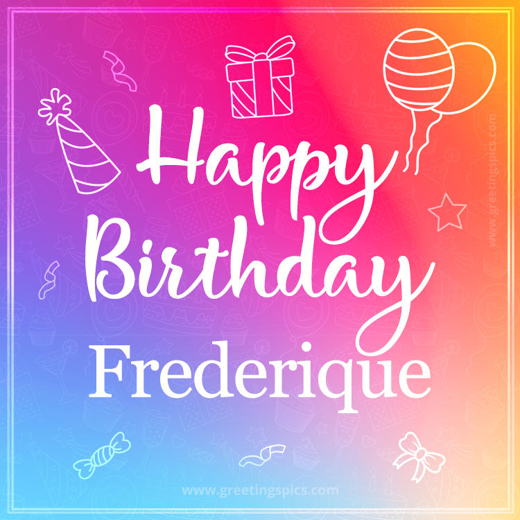 Colorful Happy Birthday Card For Frederique (square shape image)