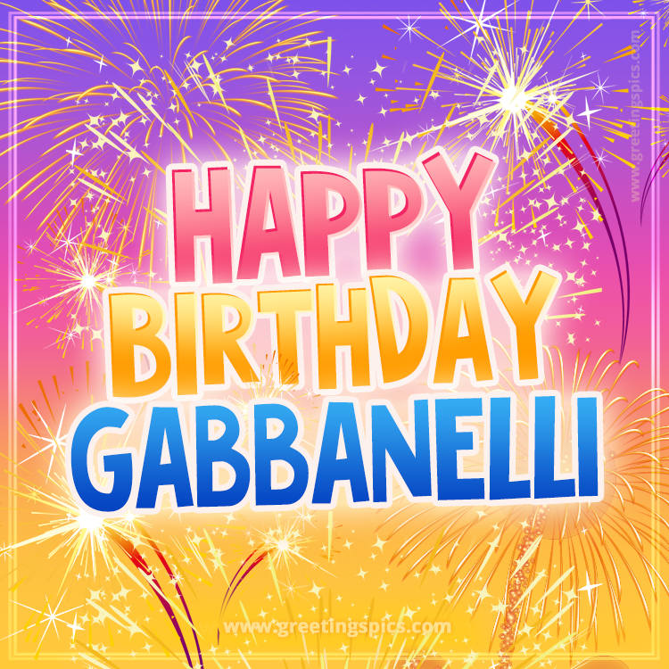 Happy Birthday Gabbanelli Picture with fireworks (square shape image)