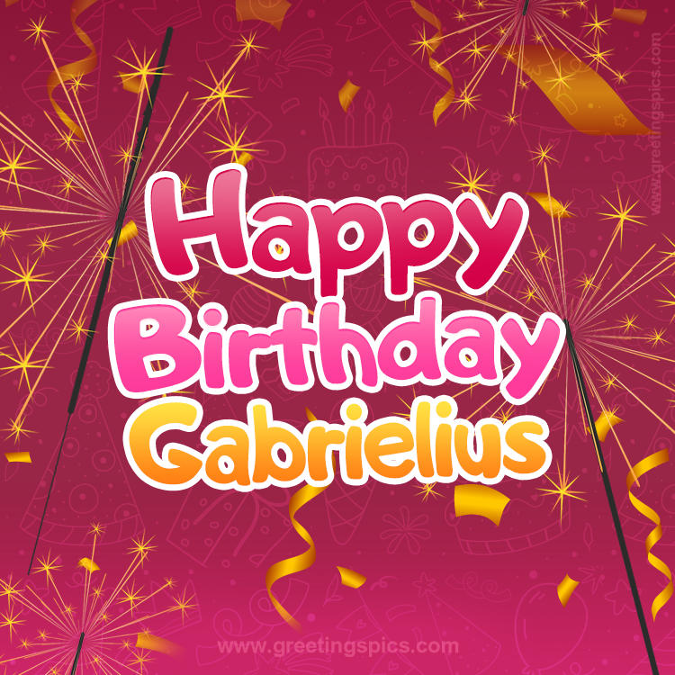 Happy Birthday Gabrielius Image with sparklers (square shape image)