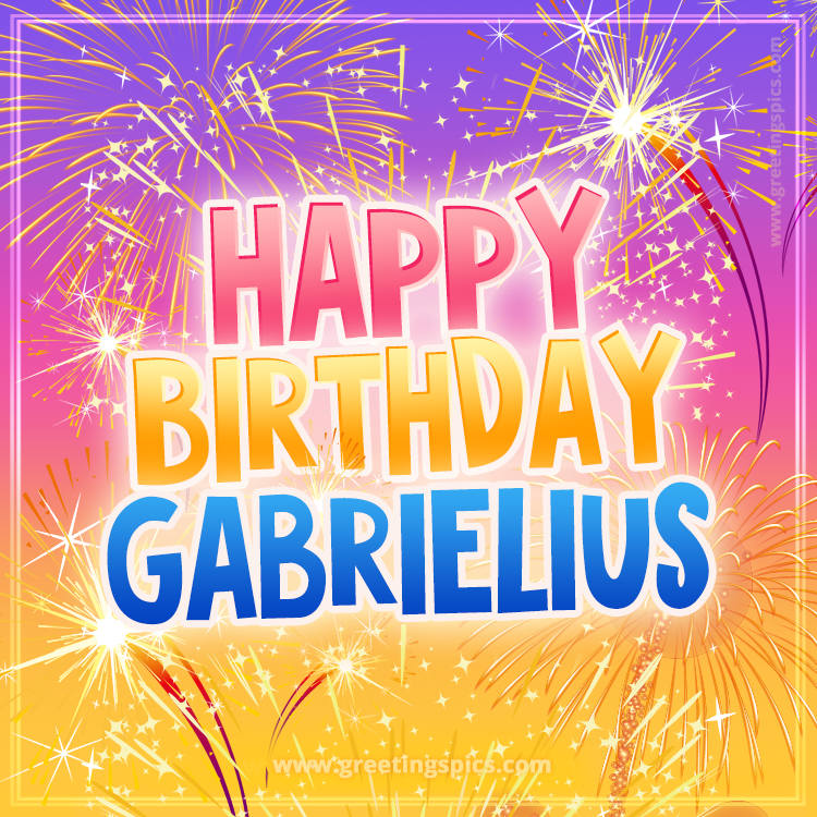 Happy Birthday Gabrielius Picture with fireworks (square shape image)