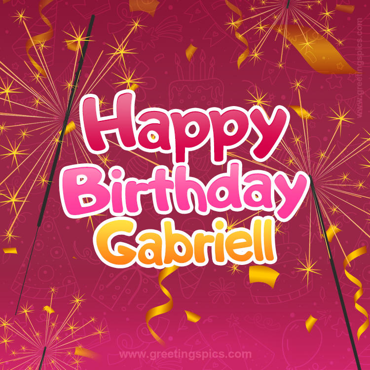 Happy Birthday Gabriell Image with sparklers (square shape image)