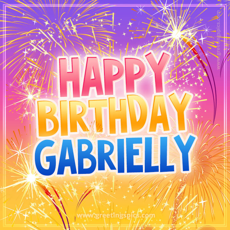 Happy Birthday Gabrielly Picture with fireworks (square shape image)